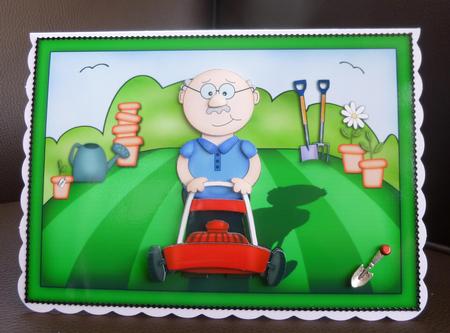 A5 Bert Loves Gardening Quick Card N 3D Decoupage by Jayne Jones