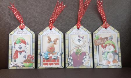 4 Christmas Critter Tag Toppers by Jayne Jones