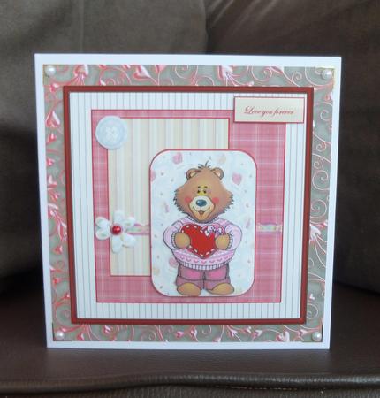Bear with a Big Heart Card with Decoupage by Jayne Jones