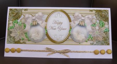 Gold Poinsettia Happy New Year Large Dl Topper by Jayne Jones