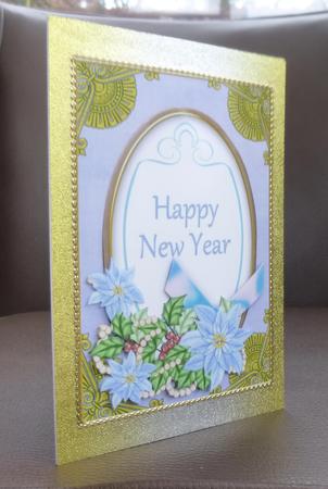 Pblue Poinsettia Happy New Year Oval 7x5 Step by Step by Jayne Jones