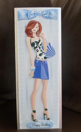 Fashion Girl in Denim and High Heels with Bow Tall Dl by Jayne Jones