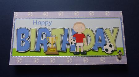 Footballer in Red Birthday Large Dl by Jayne Jones