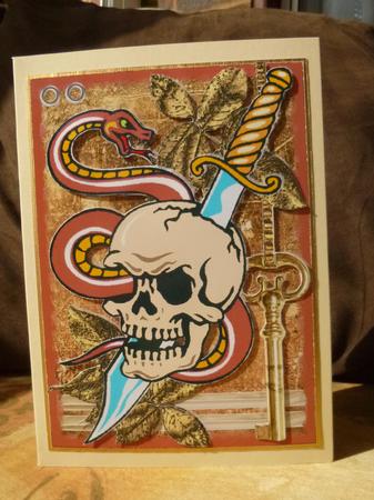 Snake Entwined Skull Tattoo Art by Jayne Jones