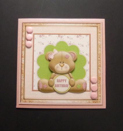 Birthday Teddy Card with Decoupage by Jayne Jones
