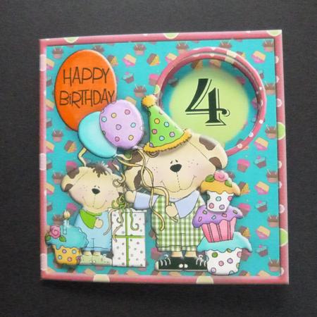 Birthday Pups Ages Aperture Card Topper and Insert by Jayne Jones