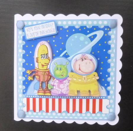 Alien Trio Children's Step by Step Birthday Sheet by Jayne Jones