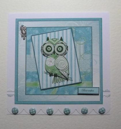 Hoot Owl 7x7 Card with Decoupage by Jayne Jones