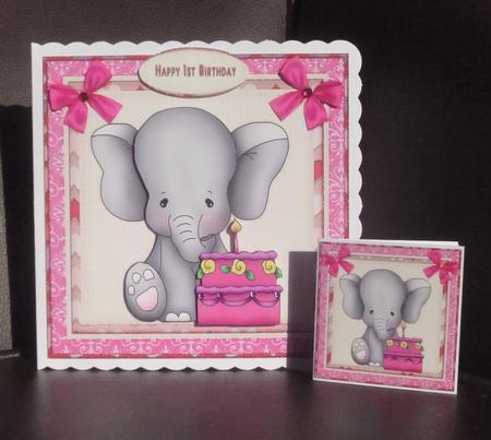 Elephant Birthday Girl Cardtopper Kit 515 by Jayne Jones