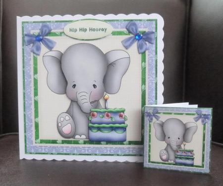 Elephant Birthday Boy Cardtopper Kit 516 by Jayne Jones