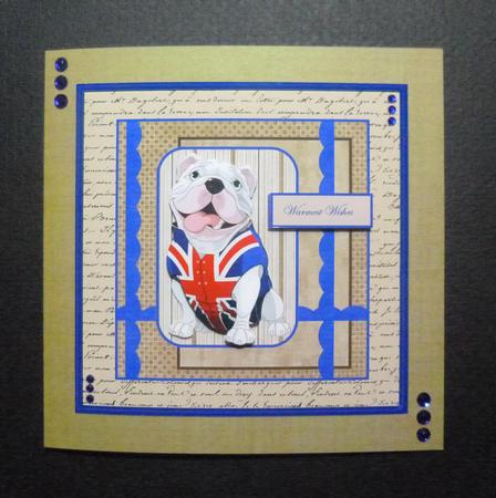 British Bulldog and Union Jack 7x7 Card by Jayne Jones