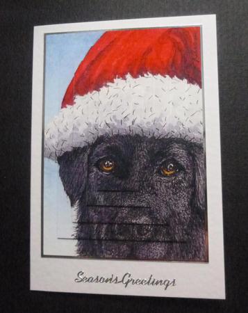 Black Labrador Retriever in His Holiday Hat Pyramid by Jayne Jones
