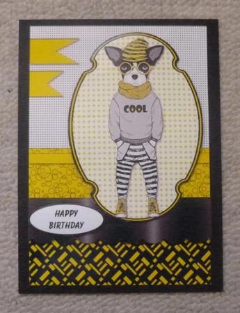 Scallop Layer Sketch Card - Mr Cool Specs Dog by Jayne Jones