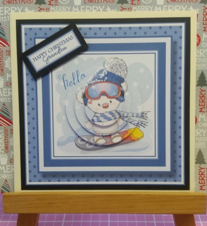 7x7 Snowboarding Ted - Circle Pyramage with sentiments by Jackie Bullock