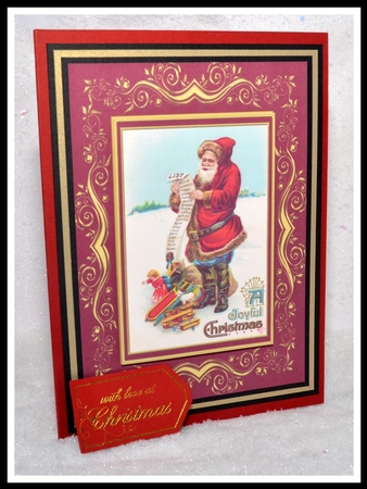 Beautifully Framed Vintage Santa with List by Jackie Bullock