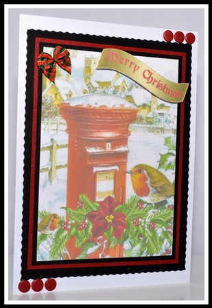 Pretty Robin and Cottages Snow Scene Bell Pyramids by Jackie Bullock