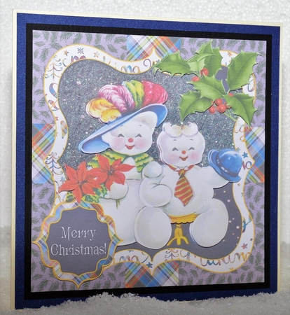 Vintage Christmas Snowman Lady & Gentleman Quick Card Topper by Jackie Bullock