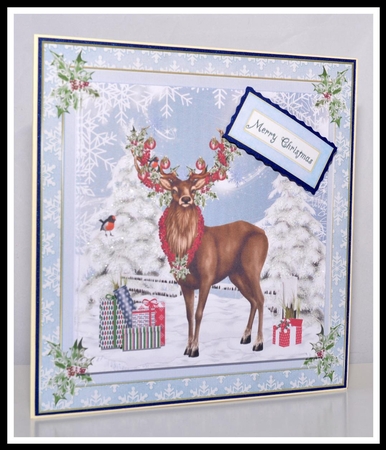 Christmas Stag Decoupage Topper 2 by Jackie Bullock