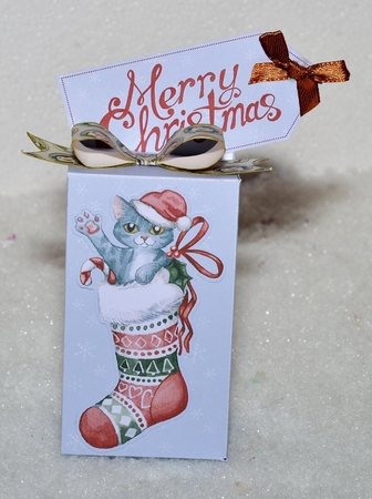 Christmas Grey Kitten in Stocking by Jackie Bullock