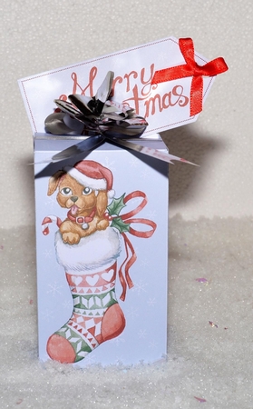 Christmas Puppy in Stocking by Jackie Bullock