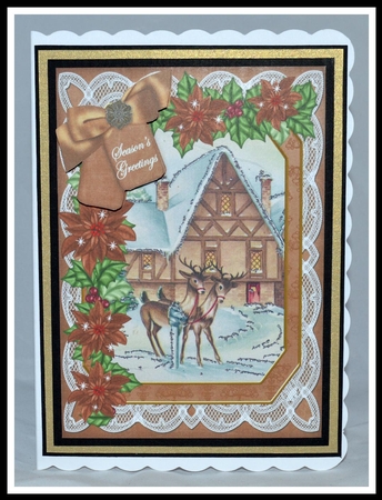 Reindeer Seasons Greetings 7x5in Fancy Lace Step by Step by Jackie Bullock