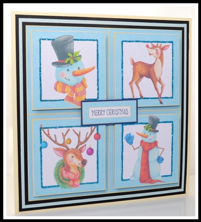Rudolf & Snowman Quad Frame 8x8 by Jackie Bullock
