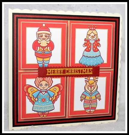 Colourful Christmas Characters Quad Frame 8x8 by Jackie Bullock