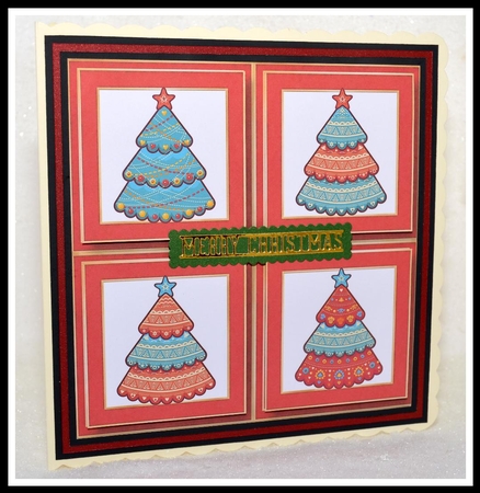 Colourful Christmas Trees Quad Frame 8x8 by Jackie Bullock