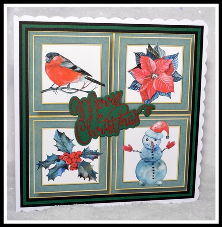 Black & red Watercolour Christmas Quad Frame 8x8 by Jackie Bullock
