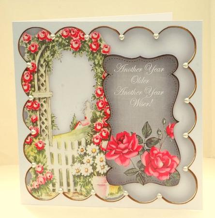 Silver Rose Arch Another Year 8in Scallop Topper by Jackie Bullock