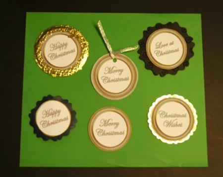 Silver Paint Christmas Mix1 Sentiment Round Toppers by Jackie Bullock