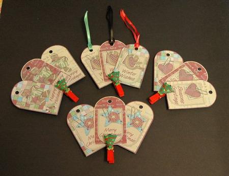 12 Christmas Crescent Tags Gingerbread by Jackie Bullock