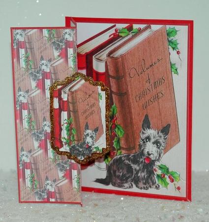 Scottie Dog Christmas Wishes No Hole Fold Back Card by Jackie Bullock