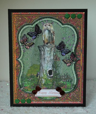 Garden Owl Card Topper & Decoupage by Jackie Bullock