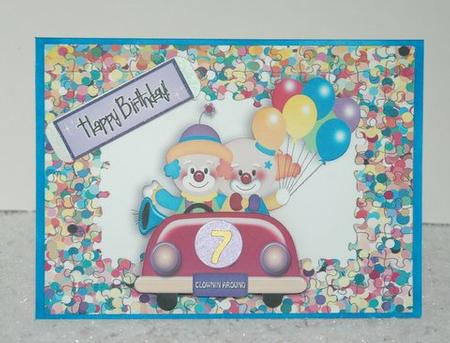 Clownin Around in a Car in Jigsaw Frame by Jackie Bullock