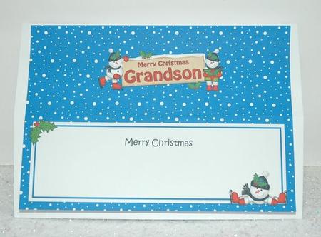 Xmas Grandson Snowmen Signpost Large Dl Matching Insert by Jackie Bullock