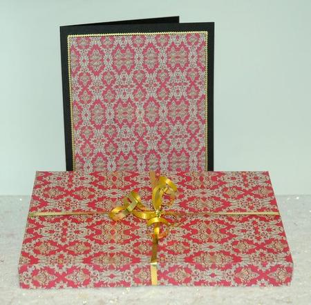 Paris Christmas Red and Gold Damask by Jackie Bullock