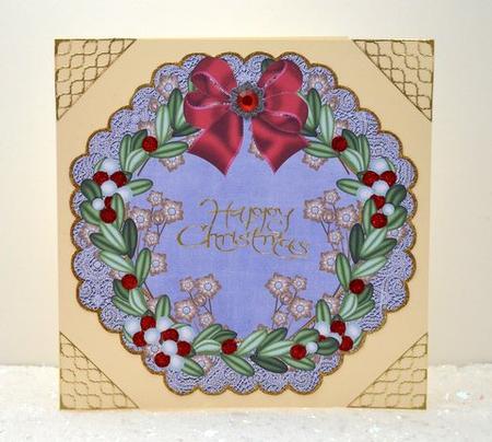 Mistletoe Blue Gold Lace Octagon 8inch Picture Sheet by Jackie Bullock