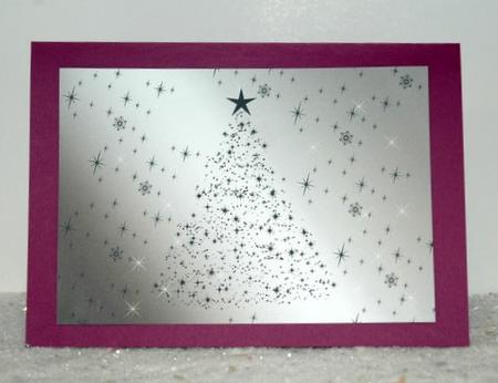 Landscape Blue Christmas Tree and Snowflakes by Jackie Bullock