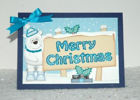 Xmas Polar Bear Signpost 5x7 Easicut Decoupage by Jackie Bullock