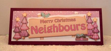 Xmas Neighbours Trees Signpost Large Dl Easicut 3D Decoupage by Jackie Bullock