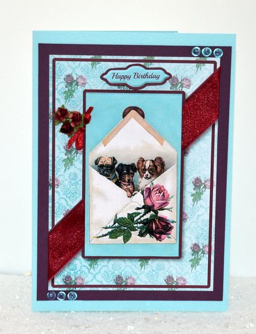 Dogs & Roses Quick Card by Jackie Bullock