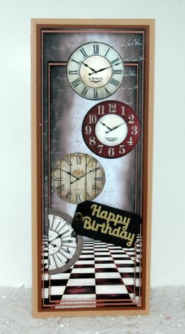 Male Card with Vintage Clocks Large Dl by Jackie Bullock