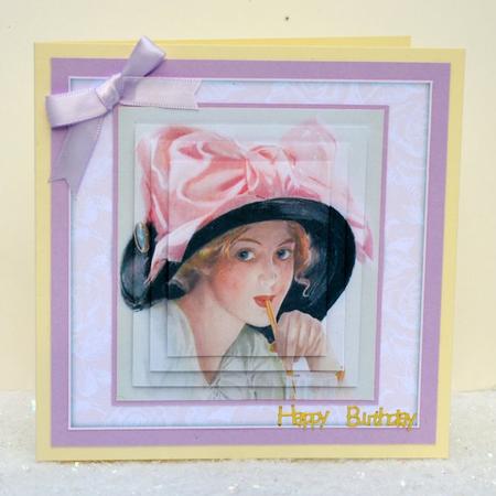 Vintage Lady in Hat with Bow Pyramids by Jackie Bullock