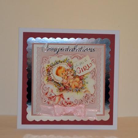 Vintage Baby Girl Card and Decoupage by Jackie Bullock