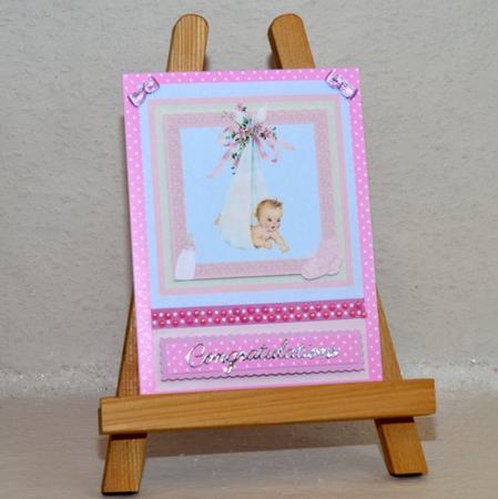 Vintage Baby Girl Lace Frame Card Front & Decoupage by Jackie Bullock