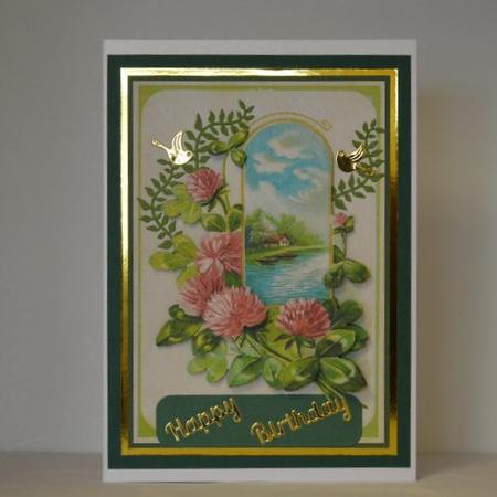 Pink Dalias & Countryside Quick Card by Jackie Bullock