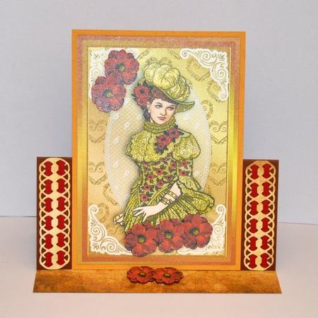 Vintage Lady with Red Flowers by Jackie Bullock