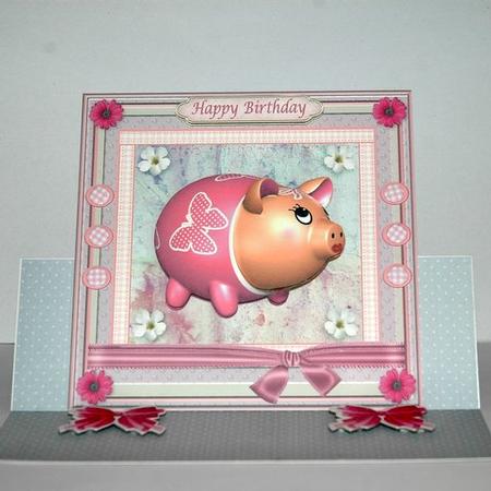 Miss Piggy Approx; 7x7'' Decoupage Card Front by Jackie Bullock