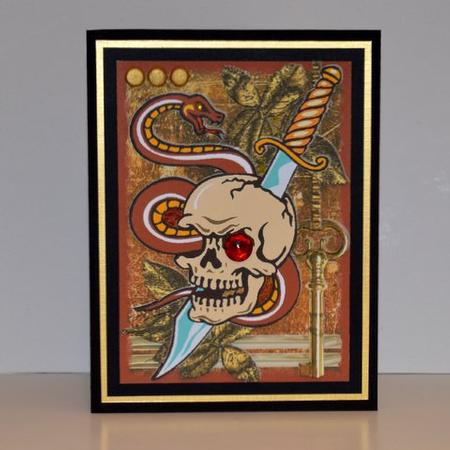 Snake Entwined Skull Tattoo Art by Jackie Bullock